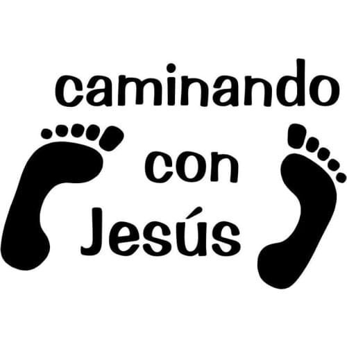 15.2CM*10.1CM Caminando Con Jesus Vinyl Sticker God Car Styling Decoration Sticker Personality Car Stickers Black Sliver C8-1114