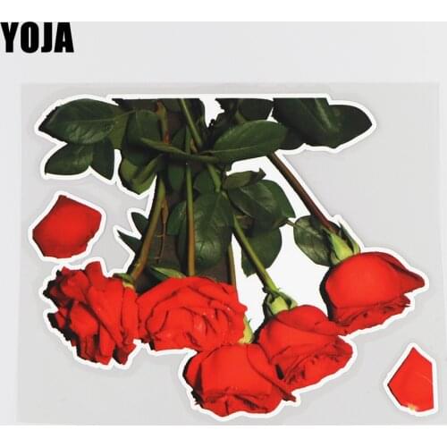 YOJA 18.7×15CM Romantic Roses Vinyl Car Stickers Creative Scratch Occlusion Decoration Accessories 19B-0048