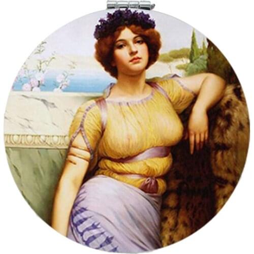 Youhaken The Birth of Venus espejo de maquillaje the World Classic Painting Round 1X/2X Magnifying leather pocket mirror WD39