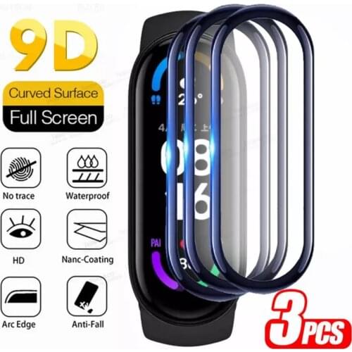 3PCS Protective Film For Xiaomi Mi Band 6 5 4 Smart Wristband Bracelet Full Screen Coverage Film Not Tempered Glass For Miband6