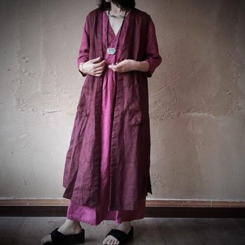 Johnature New V-neck Cotton Linen Women Long Vest 2021 Autumn Loose Vintage All-match Solid Color Female Cardigan Vest