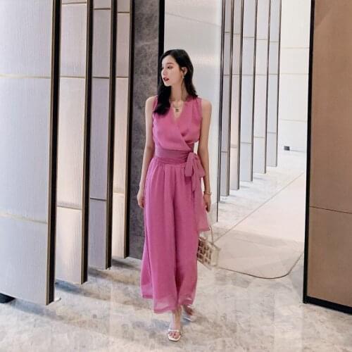 Sheer Modis Summer 2 Piece Set for Women 2020 Corset Sleeveless Blouse and Wide Legging Pant Woman White Two Piece Set Elegant