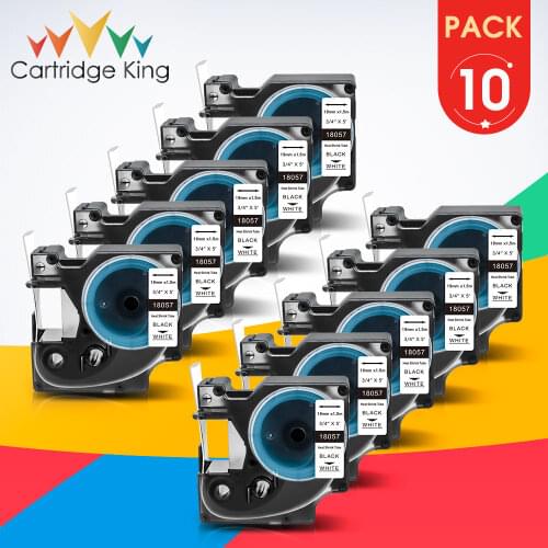 10PK 19mm 18057 Heat Shrink Tube Compatible Dymo Industrial Labels Tape work for Dymo Rhino 4200 5200 6000 Label Maker Machine