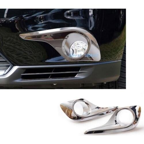 For Toyota Highlander 2012 2013 2014 Car ABS Chrome Cover Trim Front Head Fog Light Lamp Frame Stick Parts Panel Hood 2pcs