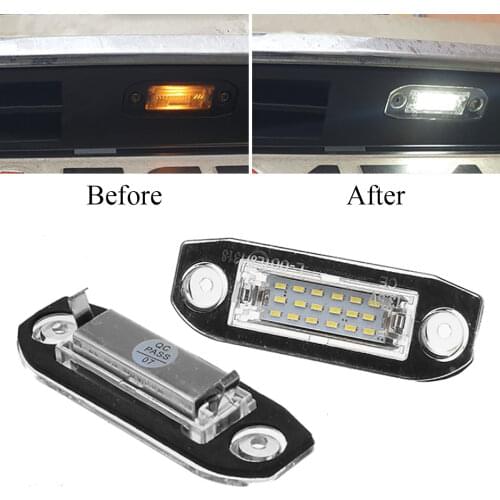 2pcs Error Free White LED Car Number License Plate Lights Lamp 12V For Volvo S60 V60 V50 XC60 XC70 XC90
