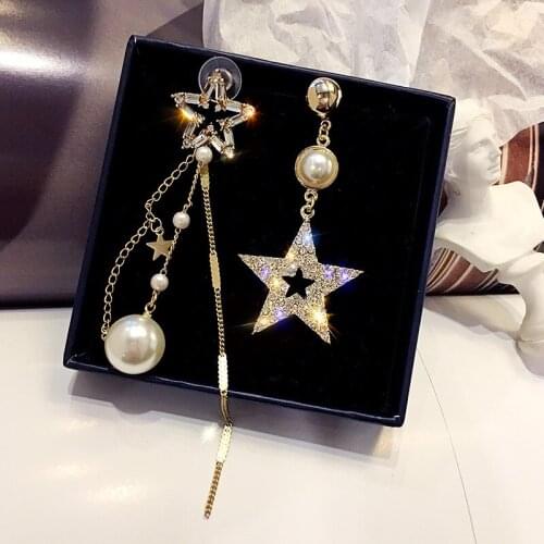 2020 New fashion personality star asymmetrical earrings for women trendy tassle earrings korean senior luxury earrings jewelry