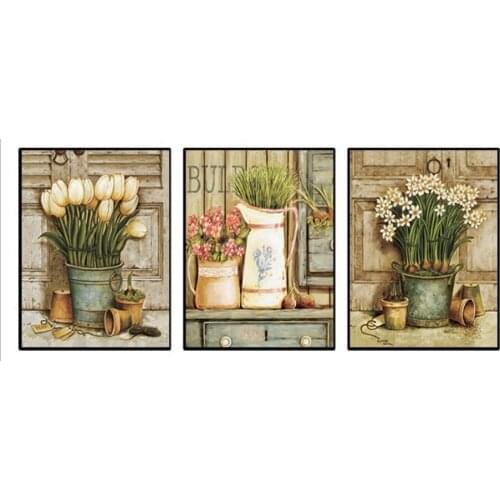 3pcs American style Canvas Painting Modern Prints tulip Posters unframed Wall Pictures art for kitchen Living Room home decor