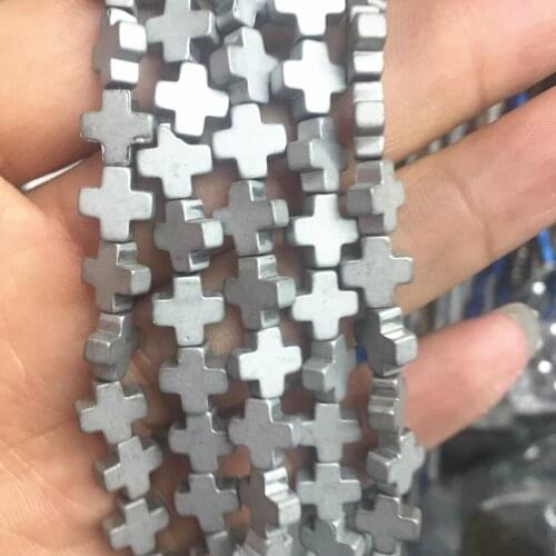3 colors natural stone hematite frosted matte spacer 4 6 8 10 12mm cross shape accessories elegant jewelry findings 15inch B3256
