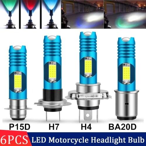 6/4/2/1 PCS LED Motorcycle Headlight Bulbs RGB Moto Lamp Motorbike Accessories Lights H4 H7 BA20D P15D