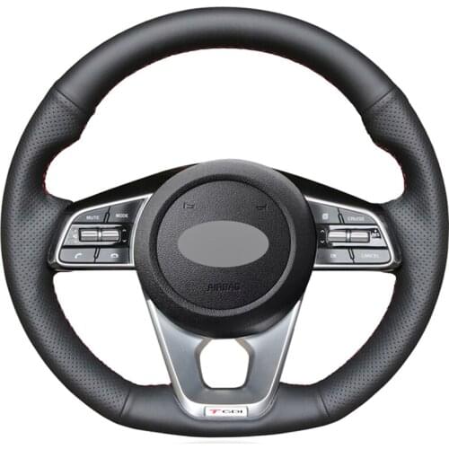 Black PU Faux Leather Hand-stitched Car Steering Wheel Cover for Kia K5 Optima 2019 Cee'd Ceed GT 2019 Cee'd Ceed Accessories