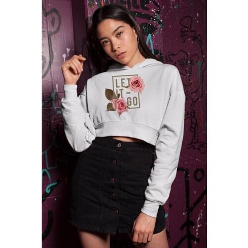 Angemiel Wear Let It Go White Short Hooded Sweatshirt