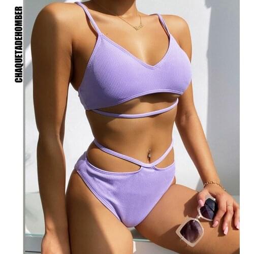 High Waist Bikinis Special Fabric Push-Up Swimwear Womens Pure Color Swimming Suit Two Pieces Bathing Suit Beachsuit Swimsuit