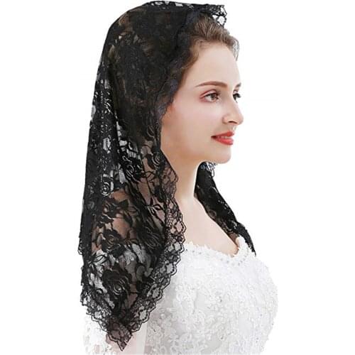 Black Lace Veil Mantilla for Church Catholic Latin Mass HeadCovering Vela mantilla negra Voile Dentelle Vela negra Mantilla 2019