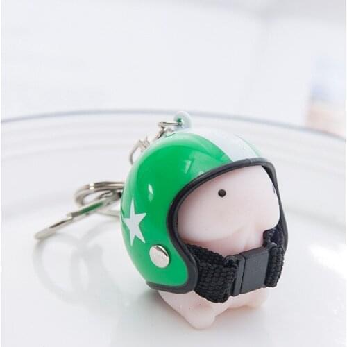 Dingding Squishy Toy Helmet Cute Keychain Squeeze Stress Reliever Prank Tool Men Holder Car Key Bag Accessories Pendant Keyring
