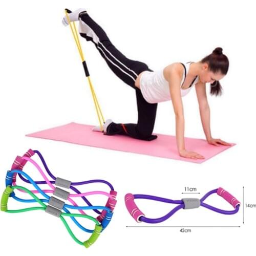 Yoga Pilats Pulling Rope Elastic Rubber Loop Tube Band Fitness 8 Word Tension Belt Chest Expander Gym Exercise Training Equipmen