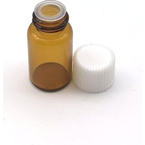 100pcs 3cc Essential Oil Amber Glass Bottle with No Hole Screw Cap Small 3ml Perfume Sample Vials