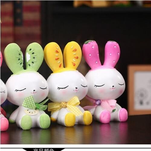 Fruit Rabbit Money Saving Pot Cute Desk Display Resin Cony Decoration Cartoon Ornaments Penny Box Piggy Bank Birthday Girl Gifts