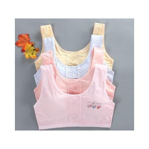 Cotton girl vest style bra development students without steel ring with inserts summer sports student bra girls training bra
