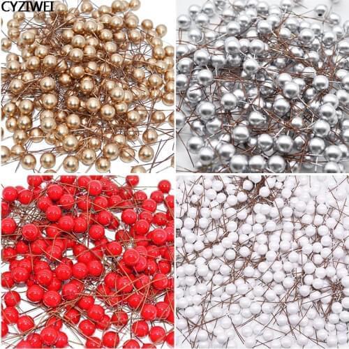 50/100Pcs Mini Artificial Berries Pearl Plastic Stamens Flowers Fruit Cherry For DIY Craft Wedding Christmas Berries Gift Decor