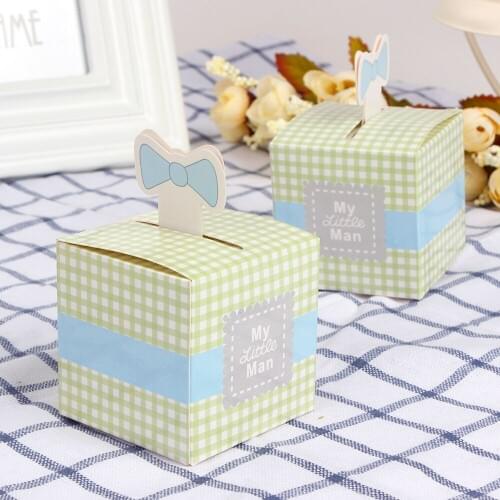 12Pcs "My Little Man" Baby Shower Candy Box Wedding Favors Boxes Gifts For Guests Birthday Party Events Decoration Supplies