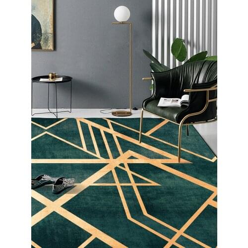 Golden Striped Dark Green Carpet and Rug Bedroom Living Room Home Decor Non-Slip Floor Mat Kitchen Hallway Bathroom Sofa Tapete