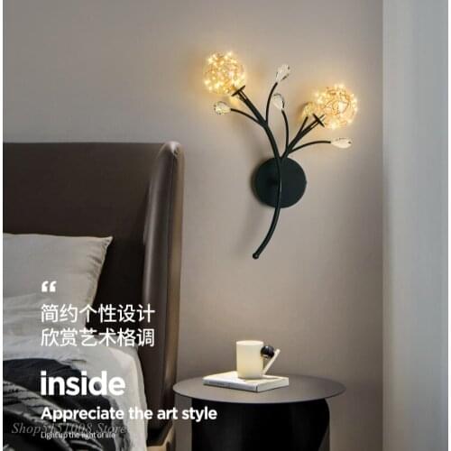Nordic creative LED Wall lamp bedroom bedside lamp living room background wall light luxury crystal gypsophila walllamp new 2021