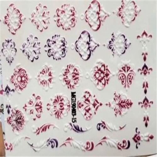 Cubic Nail Stickers 6d Engraved Flowers Nail Decals Water Slide Nail Art Beauty Care for Women Girls Manicure Nail Decoration