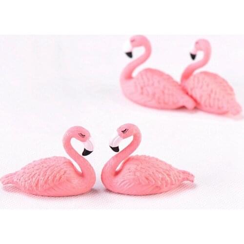 2Pcs/Set 10*5*4CM Micro Flamingo Figurine Miniature Animals Ornaments For DIY Fairy Garden Small Plants Decoration