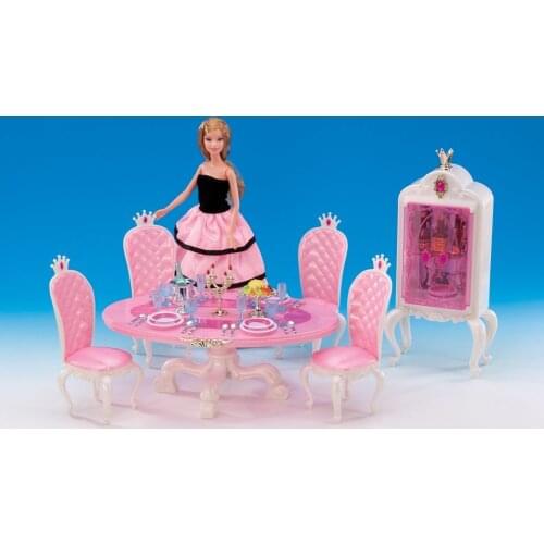 Original for princess barbie restaurant dining table furniture set 1/6 bjd doll accessorie kitchen cabinet toy gift