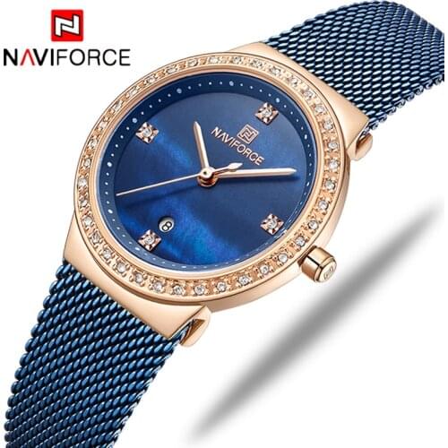NAVIFORCE Women Watch Fashion Wrist Watch Stainless Steel Mesh Girl Wrist Watch Quartz Lady Clock Waterproof Relogio Feminino