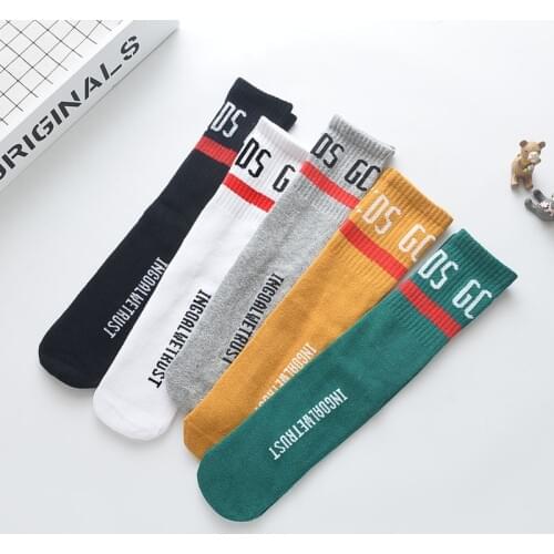 Girls Cotton Childrens Socks Tide Letter Student Skarpety Knee Long Kids Toddler Baby Boy stripe Meias under the knee socken
