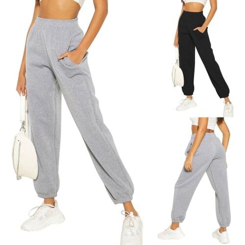 Solid Color Womens Pants Elastic High Waist Cargo Pants Casual Loose Plus Size Leggings Pants Leisure Trouser Штаны Женский