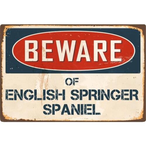 Beware of English Springer Spaniel 8 x 12 Vintage Aluminum Retro Metal Sign VS82