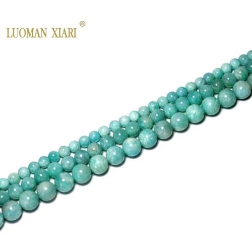 Fine AAA+ 100% Natural Round Blue Amazonite Stone Beads For Jewelry Making DIY Bracelet Necklace 6/8/10mm Strand 15.5