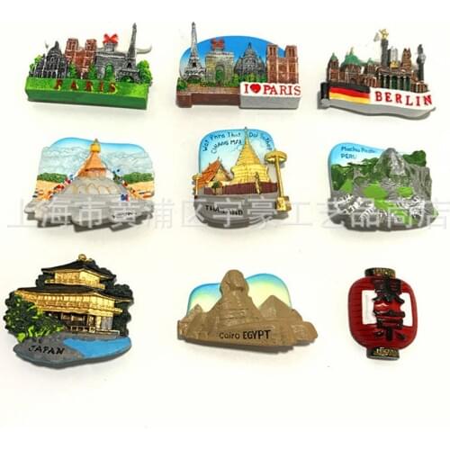 Paris France Tokyo Japan Golden Pavilion (Kinkaku) Cairo Egypt Thailand Nepal Machu Picchu Peru Berlin Germany Decor Fridge