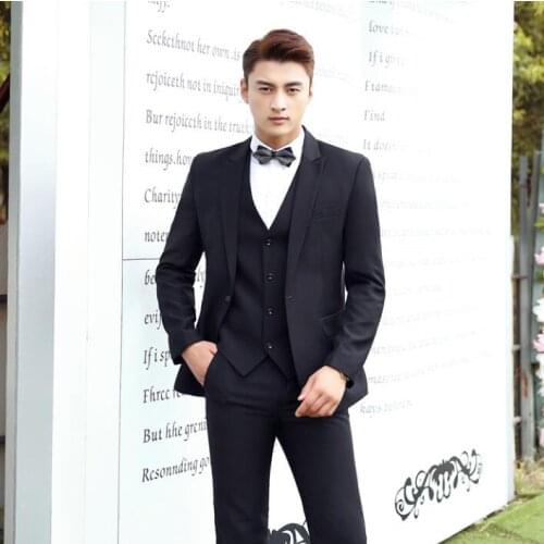 Singer star style dance stage black slim clothing for men groom suit set with pants mens wedding suits man formal dress tie