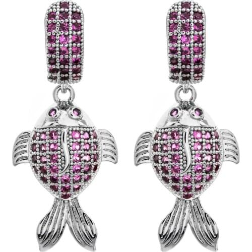 Luxurious small goldfish miniature inlaid zircon earrings Its a sweet and romantic fashion jewel for women/girls ER-261