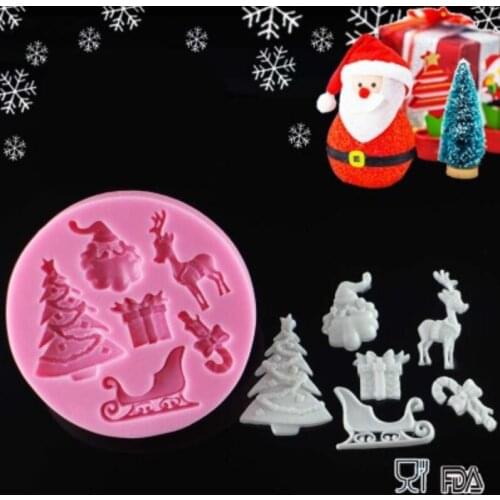 Christmas Tree deer Santa Claus fondant cake decorating tools silicone mold Polymer Clay Resin Candy Super Sculpey
