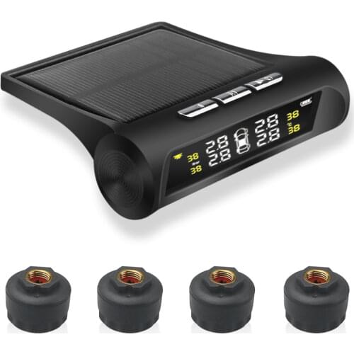1Set Car TPMS Tyre Pressure Monitoring Alarm Security System Solar Power Digital LCD Display Auto USB Charge Wholesale External