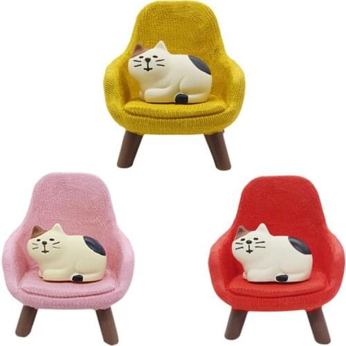 Nordic Creative Resin Sofa Chair Cat Plug-in Sculpture Decoration Home Adornment Miniature Scene Cute Doll Ornaments