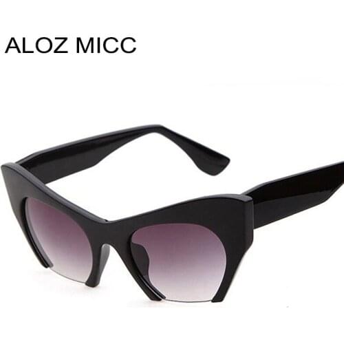 ALOZ MICC Brand Designer Luxury Cat Eye Sunglasses Vintage Half Frame Sun Glasses UV400 Eyewear Shades Oculo Q125