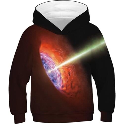 Boys Teen Girls Blue Galaxy Black Hole Print Hoodies 4-13 Years Old Children Hooded Sweatshirts Kids Casual Pullover Clothes