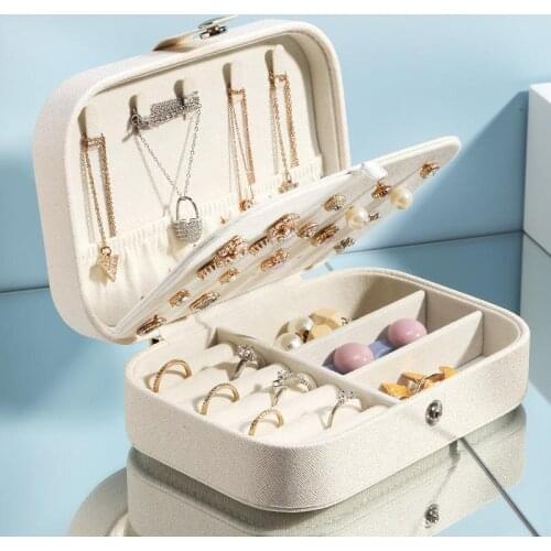 Universal Jewelry Organizer Bag Display Travel Jewelry Case Boxes Portable Jewelry Box Button Leather Storage Zipper