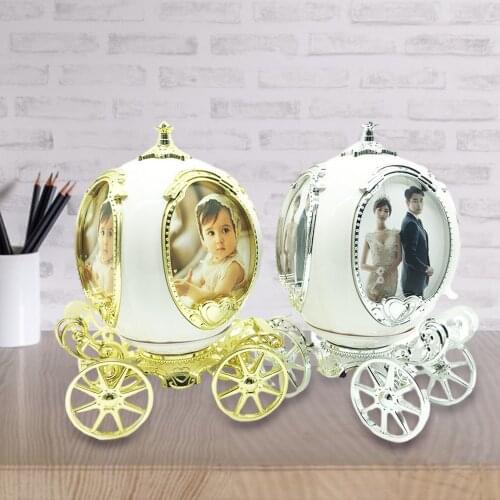 Pumpkin Car Photo Frame Rotating Music Box Home Decoration Music Boxes Custom Photo Display 4 Pictures Music Box Best Upgrade