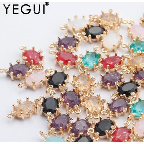 YEGUI M822,jewelry accessories,18k gold plated,0.3 microns,zircon pendants,hand made,jewelry making,diy earrings,10pcs/lot