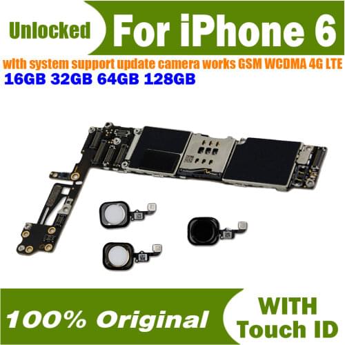 Factory unlocked for iphone 6 4.7inch Motherboard without with Touch ID,Original for iphone 6 Logic board with Free iCloud