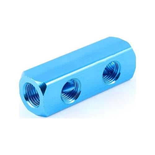 1/4" PT Thread 5 Ports Quick Connector Air Hose Manifold Block Splitter Blue