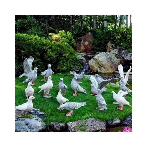 11pcs/lot Rustic artificial animal sculpture resin Pigeons craft decoration outdoor courtyard props garden decor home craft