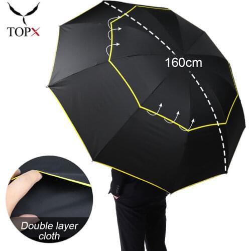 130cm Umbrella Rain Women Men 3Folding Portable Double Layer Outdoor Large Paraguas Strong Windproof Business For Men Umbrellas