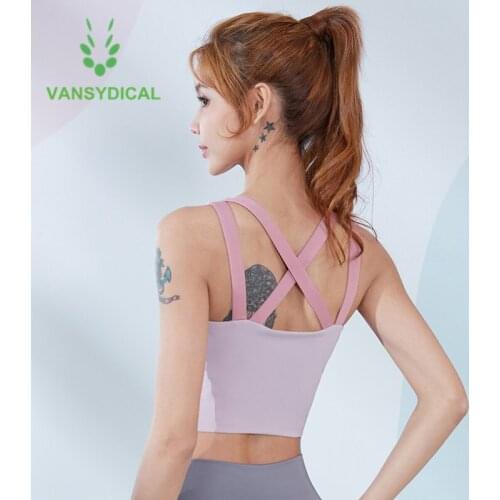 2021 Sports Workout Yoga Bra Women Vest-type Shockproof Running Gym Bra Tops Cross Shoulder Strap Fitness Training Underwear